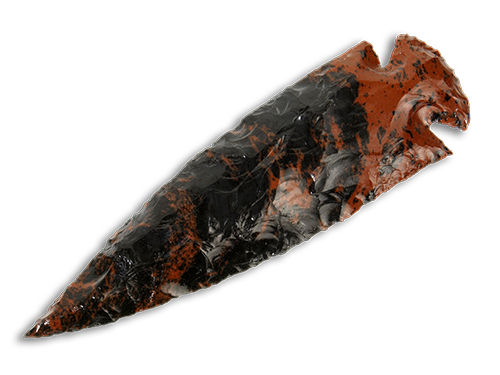flint knapped mahogany obsidian arrowhead
